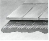 Укладка облицовочной панели на фиксирующий подстилающий слой с тканью